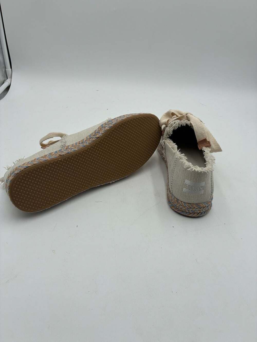 TOMS Carolina Lace-Up Espadrille Flats in White Beachside Woven - Picture 4 of 7